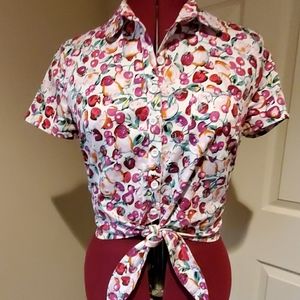 Tatyana Rockabilly Fruity tie-front Crop Top